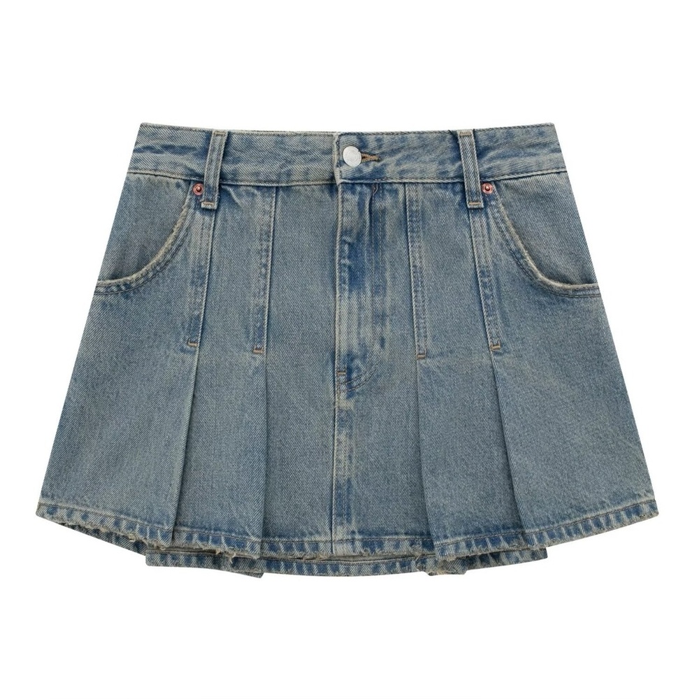 NWT Zara Denim Pleated Mini Skirt